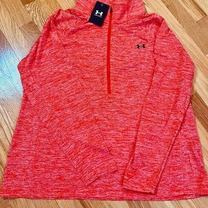 Under Armour Orange Loose Fit 1/2 Zip Front Top 1X Tech Twist Active Outdoor